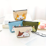 Cute Cat Print Coin Purse, Cartoon Zipper Wallet, Women's Clutch Storage Bag