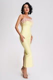 lovefery Melissa Strapless Feather Midi Bandage Dress