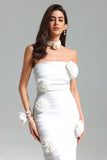 lovefery Doro Flower Pleated Strapless Dress