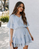 Slow It Down Smocked Tassel Dress - Baby Blue