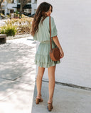 Slow It Down Smocked Tassel Dress - Sage