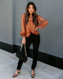 Yesenia High Sheen Blouse - Bronze