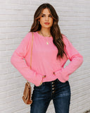 Slippery Slope Crop Knit Sweater - Pink