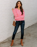 Slippery Slope Crop Knit Sweater - Pink