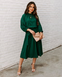 Woodhaven Tie Midi Dress - Hunter Green