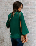 Zea Ruffle Mock Neck Blouse - Hunter Green