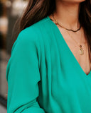 Work Life Balance V-Neck Blouse - Jade