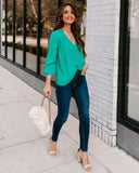 Work Life Balance V-Neck Blouse - Jade