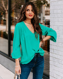 Work Life Balance V-Neck Blouse - Jade