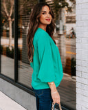 Work Life Balance V-Neck Blouse - Jade