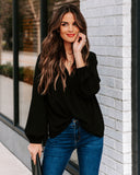 Work Life Balance V-Neck Blouse - Black