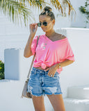 Tilly Relaxed V-Neck Tee - Hot Pink