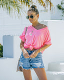 Tilly Relaxed V-Neck Tee - Hot Pink