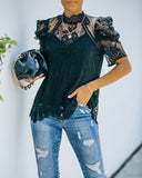 Songwriter Scalloped Lace Blouse - Black