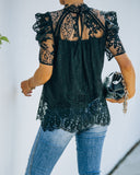 Songwriter Scalloped Lace Blouse - Black