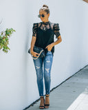 Songwriter Scalloped Lace Blouse - Black