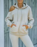 Warm Up Cotton Pocketed Cutout Hoodie