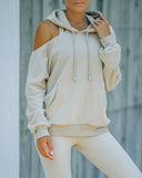 Warm Up Cotton Pocketed Cutout Hoodie