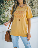 Vintage Distressed Cotton Good Vibes Tee