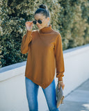 Skyscraper Asymmetrical Turtleneck Sweater - Camel