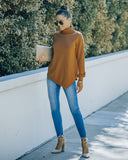 Skyscraper Asymmetrical Turtleneck Sweater - Camel