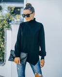 Skyscraper Asymmetrical Turtleneck Sweater - Black