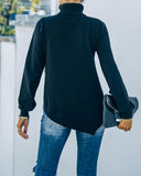 Skyscraper Asymmetrical Turtleneck Sweater - Black