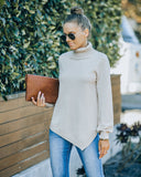 Skyscraper Asymmetrical Turtleneck Sweater - Cream