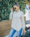 Skyscraper Asymmetrical Turtleneck Sweater - Cream