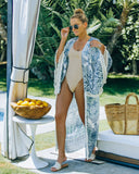 You, Me And The Sea Tassel Kimono - Navy Teal