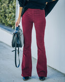 lovefery Sophie High Rise Bell Bottom Corduroy Pants - Burgundy