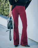 lovefery Sophie High Rise Bell Bottom Corduroy Pants - Burgundy