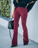 lovefery Sophie High Rise Bell Bottom Corduroy Pants - Burgundy