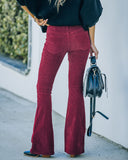 lovefery Sophie High Rise Bell Bottom Corduroy Pants - Burgundy