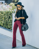 lovefery Sophie High Rise Bell Bottom Corduroy Pants - Burgundy