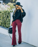 lovefery Sophie High Rise Bell Bottom Corduroy Pants - Burgundy