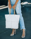 Unfold Padded Chain Tote Bag - Ivory