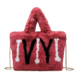 LoveFery - Plush Tote Bags Chain Women Bags Soft Fluffy Bags NEW Winter Bags For Women Furry Bags Luxury Handbag Fur Shoulders Bags