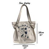 LoveFery - Canvas Tote Bag for Women Designer Handbag Brand Lady's Shopper Japanese Style Retro Cartoon Print Girls Shoulder Bag