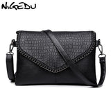 lovefery - Casual Crossbody Bag Female Messenger Bags black PU Leather Women's Shoulder Bags Chain women Envelope clutch purses