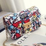 LoveFery - New Women Bags Summer Graffiti Ladies Designer Handbags High Quality Chain Mini Bag Women Messenger Bags For Women Clutch