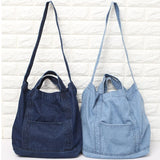 lovefery - New Denim Bag Neutral And Women Canvas Bag Large Shopping Bag Art Student Bag Unisex Shoulder Bag