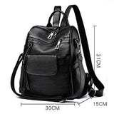 lovefery - Women Backpack PU Leather Fashion Casual Tassel Bags High Quality Female Shoulder Bag Large Capacity School Backpacks for Girls