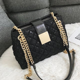 LoveFery - Lace Women's handbag Diamond pattern chain Shoulder bag for Women's Totes  pu leather Ladies crossbody bags bolsa feminina black