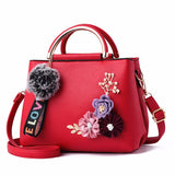 LoveFery - Fashion Leather Women's Shoulder Bags Women Casual Wild Retro Lock Embroidery Designer Handbag Solid Color Female Messenger Bags