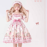 lovefery Mischievous Strawberry Field Bunny Fairycore Cottagecore Princesscore Dress