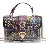 LoveFery - Brand Women Studded Graffiti Crossbody Bags Fashion Shoulder Bag For Ladies Female Luxury Designer Handbags High Quality