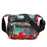 LoveFery - Nylon Shoulder Bag For Women Waterproof Multi-pocket Zipper Messenger Bag Flower Travel Purses And Handbags Bolsa Feminina Sac