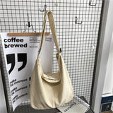 LoveFery - Shoulder Bag Women Shopper Canvas Tote Bag Female Solid Simple Large Capacity Crossbody Bags Women Designer Handbags