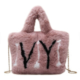 LoveFery - Plush Tote Bags Chain Women Bags Soft Fluffy Bags NEW Winter Bags For Women Furry Bags Luxury Handbag Fur Shoulders Bags